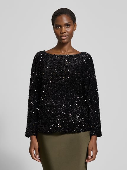 VILA Blusenshirt mit Paillettenbesatz Modell 'FAITH' Black 4