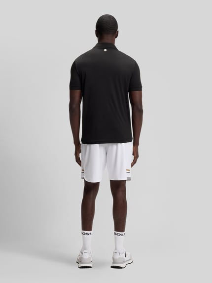 BOSS Green męski t-shirt o kroju regular fit sport z taśmą z logo Czarny 5