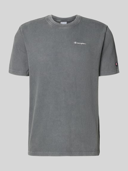 T-Shirt mit Strukturmuster und Label-Stitchings Shop The Look MANNEQUINE