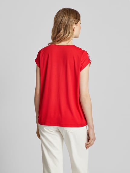 MORE & MORE T-shirt van een viscosemix met druppelvormige hals Rood - 5