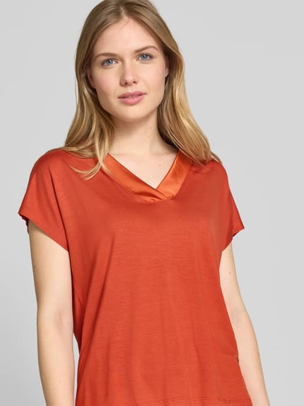 Jake*s Collection T-Shirt mit V-Ausschnitt Rostrot 3