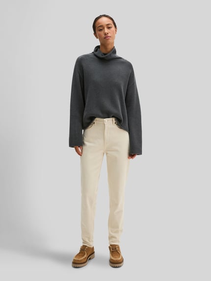 Marc O'Polo Rollkragenpullover mit Label-Detail Anthrazit 1