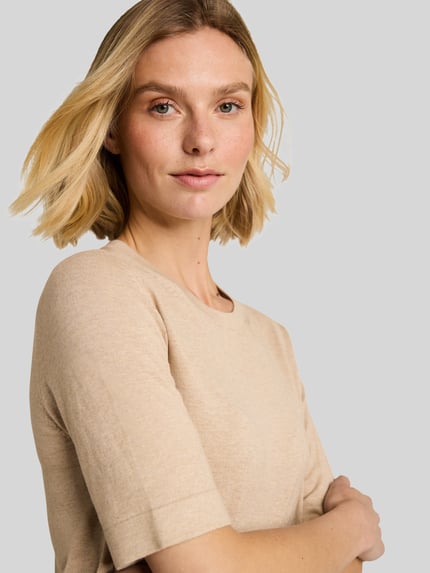 Tom Tailor sweter o kroju regular fit z mieszanki bawełny z dodatkiem jedwabiu ' Beżowy 3
