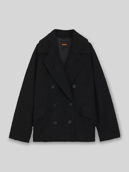 BOSS Orange Płaszcz caban o pudełkowym kroju z dodatkiem wełny model „CABANI” Czarny 2