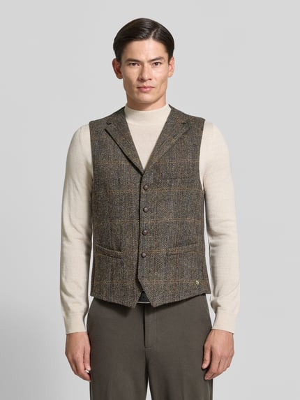 Carl Gross Weste aus Schurwolle mit Brustleistentasche Modell 'Warner' Dunkelgruen 4