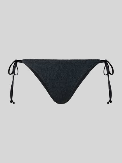 Produktfoto, Bikini-Hose mit Strukturmuster Modell 'Virgo' von MC2 Saint Barth aus Elastischer-Material-Mix mit Zierschleifen in Dunkelgrau