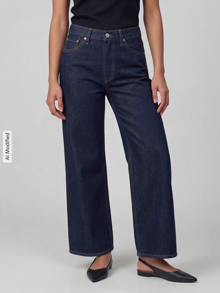 Levi's® 300 Wide & Loose Fit Jeans aus reiner Baumwolle Modell 'RIBCAGE WIDE LEG' Dunkelblau 4