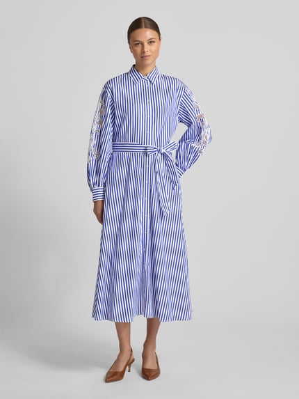 Lauren Ralph Lauren Dopasowana sukienka koszulowa z czystej bawełny model 'LUVRETTE' Niebieski 1