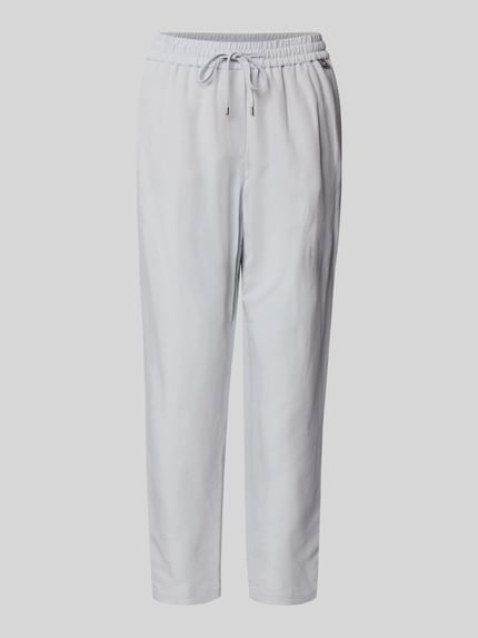 Produktfoto, Straight Fit Stoffhose aus Viskose-Mix mit Leinen-Anteil von Marc Cain, lichtgrijs, elastische taille met trekkoord, steekzakken, rechte pijpen, dames Stoffhose van viscosemix met linnenlook, bandwijdte maat 36: 37 cm, binnenbeenlengte maat 36: 66 cm