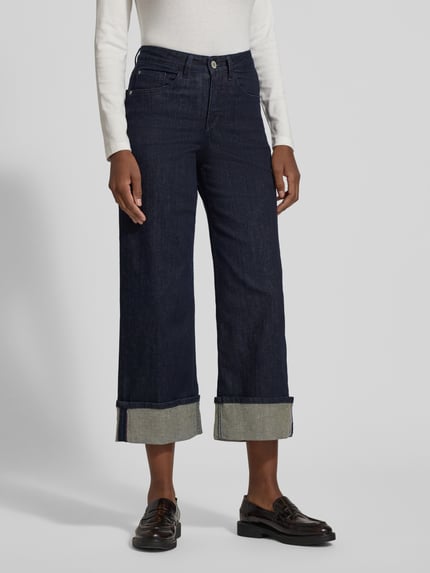 OPUS Wide Leg Jeans mit fixiertem Saumaufschlag Modell 'Miva' Jeansblau 4