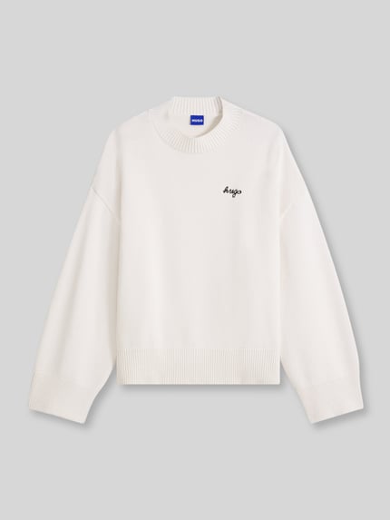 HUGO Blue Sweter o kroju oversized z mieszanki bawełny model 'Shenny_B' Biały 2