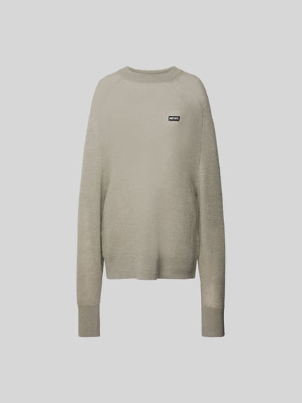 ROTATE Oversize’owy sweter z wełny o dzianinowym wyglądzie Średnioszary 2
