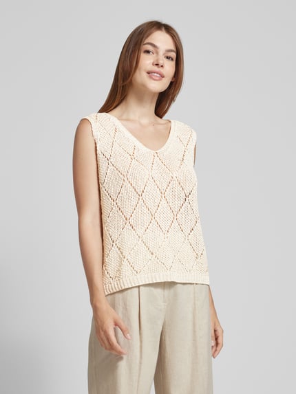 ZABAIONE Pullunder mit Lochmuster Beige 4