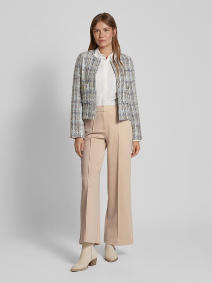ICHI Wide Leg Stoffhose mit fixierten Bügelfalten Modell 'KATE' Beige 1
