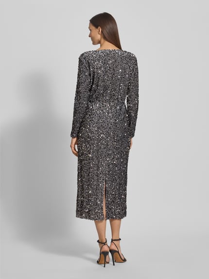 VILA Midikleid mit V-Ausschnitt Modell 'FAITH' Silber 5