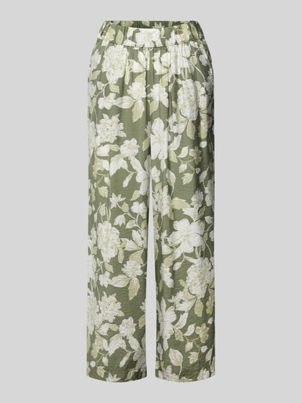 Produktfoto, Loose Fit Culotte aus viscosemix van s.Oliver RED LABEL in look: effen met bloemendessin, boord elastisch, zij-steekzakken, popeline, gladde textuur