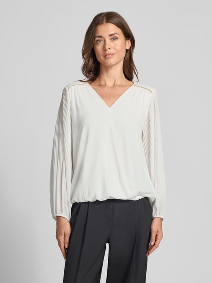 ZABAIONE Bluse mit V-Ausschnitt Modell 'Be44rtaa' Offwhite 4