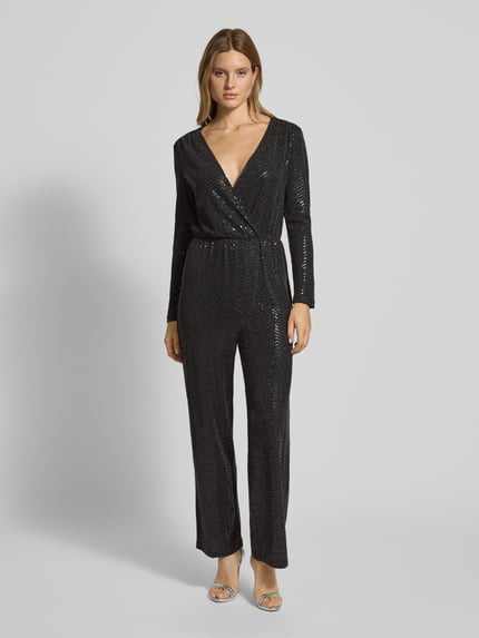 ICHI Jumpsuit mit V-Ausschnitt Modell 'NELENIA' Black 4