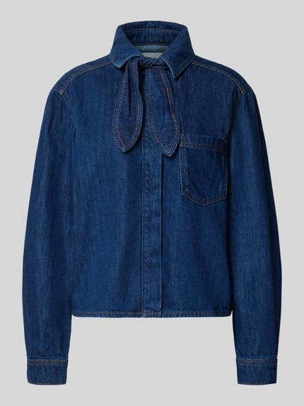 Produktfoto, Relaxed Fit Jeansbluse aus Baumwoll-Lyocell-Mix von Marc O'Polo DENIM in dunklem Blau, klassische Form, sichtbare Brusttasche