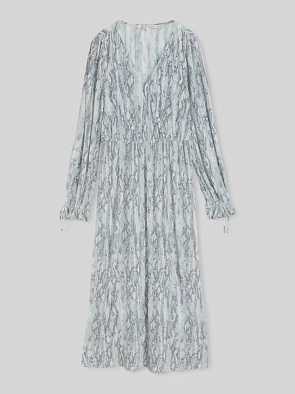 Tom Tailor Denim Freizeitkleid mit V-Ausschnitt Hellgrau 2