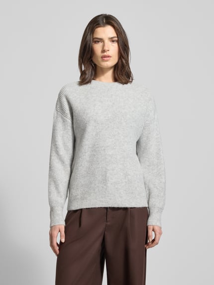 VILA Strickpullover mit Rundhalsausschnitt Modell 'KACHEL' Hellgrau 4