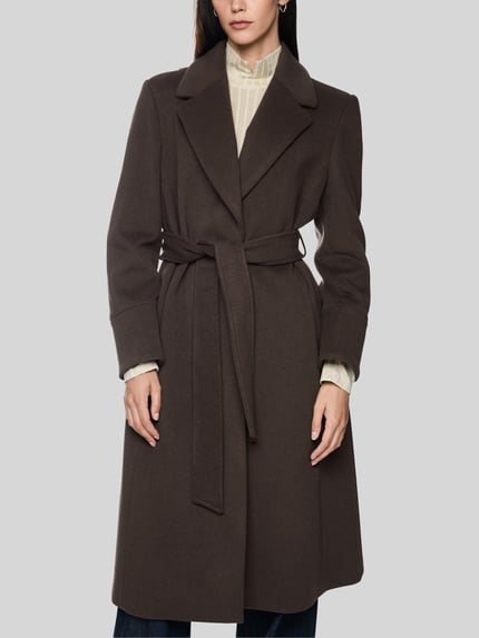 Marc Cain Wollmantel mit Label-Patch Mittelbraun 4