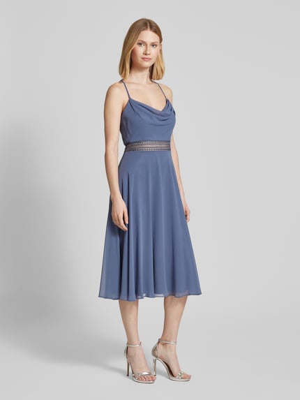 VM by Vera Mont Cocktailjurk met watervalhals Lichtblauw - 1