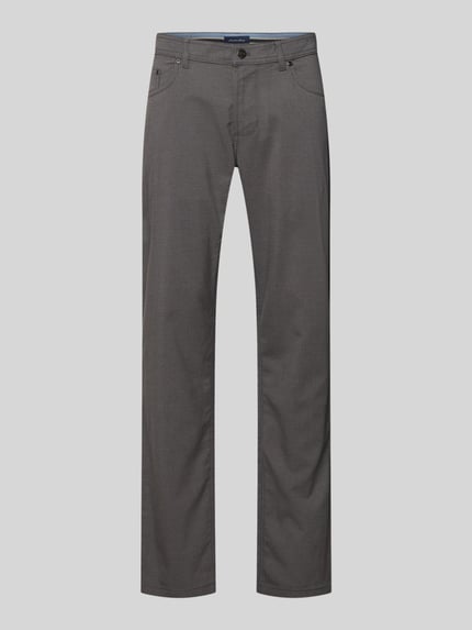 Produktfoto, Chino mit 5-Pocket-Design von Christian Berg Men in Grau, gerader Schnitt, Viskose-Mix, feine Struktur, frontale Ansicht
