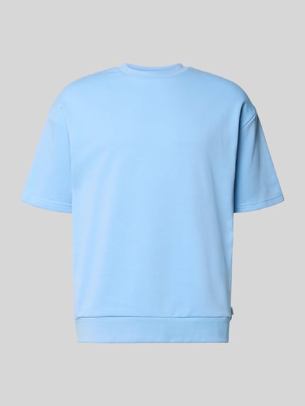 Produktfoto, Oversized T-Shirt mit Rundhalsausschnitt von Lindbergh in Hellblau aus Baumwoll-Mix mit Label-Detail, Rückenlänge 70 cm in Größe M