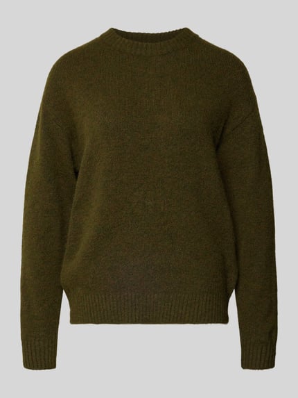 FREE/QUENT Sweter z dzianiny w kroju relaxed fit z dodatkiem wełny Model 'Novala' Khaki 2