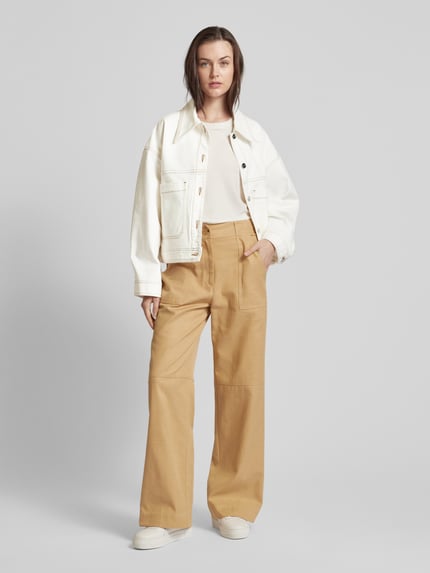 IVY OAK Jeansjacke in unifarbenem Design mit Eingrifftaschen Offwhite 1