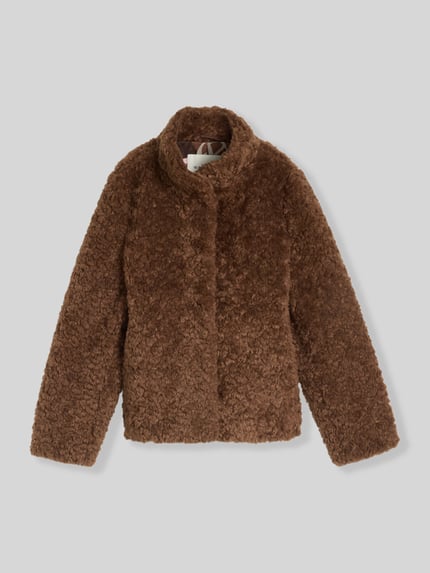 Tom Tailor Teddyjacke mit Stehkragen Cognac 2