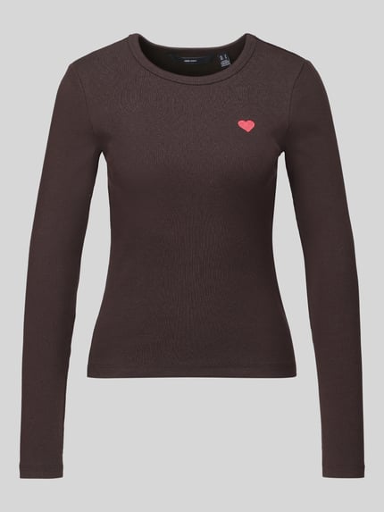 VERO MODA Langarmshirt mit kleinem Herz-Detail Schoko 2