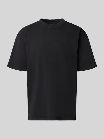 Produktfoto, Oversized T-Shirt mit Label-Stitching von Pegador aus reiner Baumwolle mit geripptem Rundhalsausschnitt, schwarz