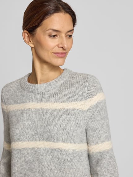 VERO MODA Regular fit gebreide pullover met wol, model 'ZADA' Lichtgrijs - 3