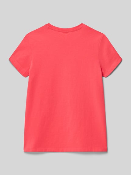 Produktfoto, Loose Fit T-Shirt aus reiner Baumwolle von s.Oliver RED LABEL, unifarben in Pink, kurzarm, Jersey, Rückansicht