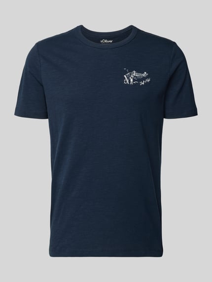 s.Oliver RED LABEL regular fit T-shirt van puur katoen Marineblauw - 2
