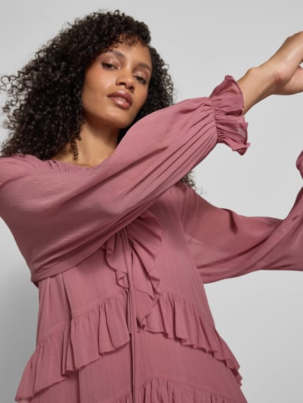 Jake*s Collection Midi-jurk van chiffon met volants Oudroze - 3