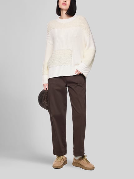 Marc Cain Pullover mit Bouclé-Einsätzen Modell 'SPORTS E' Offwhite 1