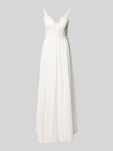 Produktfoto, avondjurk met kant en v-hals in A-lijn van Chiffon, Maxi-jurk, Ruglengte maat 36: 137 cm, Borstwijdte: 32 cm, Abendkleid mit Spitze und V-Ausschnitt van Mascara