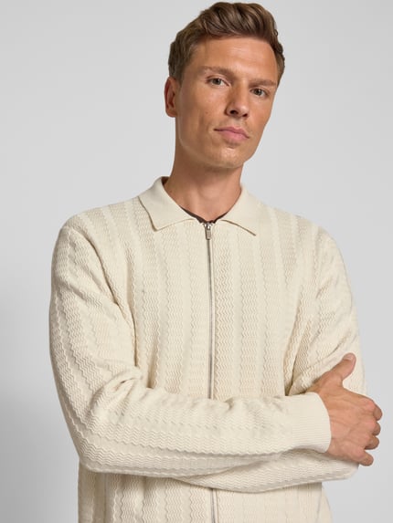 Jake*s Studio Men Kurtka z dzianiny z mieszanki wiskozy z zamkiem błyskawicznym Écru 3