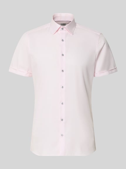 Produktfoto, Slim Fit Business-Hemd mit Kentkragen von OLYMP Level Five, puur katoen, knoopsluiting, mouwen met omslag, lichtroze, gladde textuur