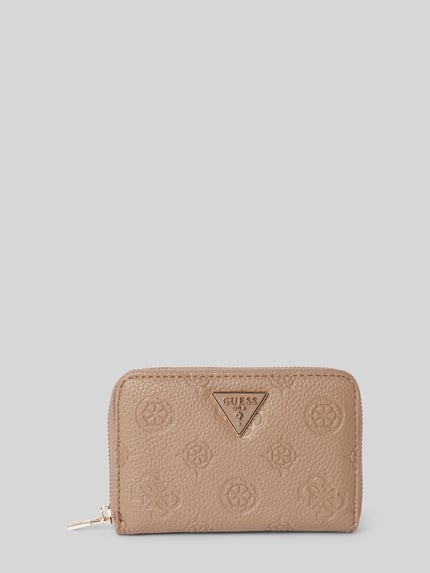 GUESS Portemonnaie mit Label-Applikation Modell 'CRESIDIA' Taupe 1
