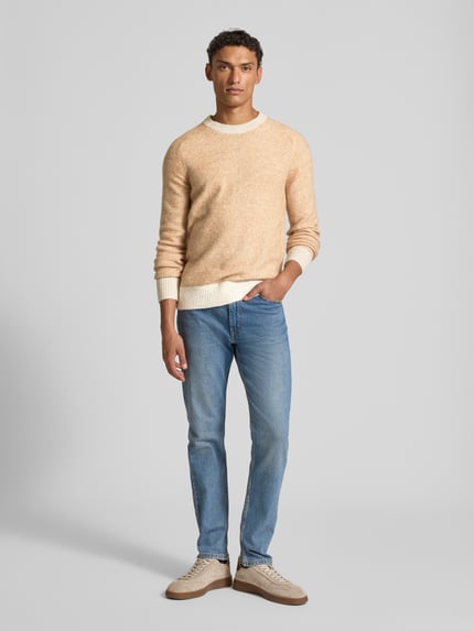 Selected Regular Fit Strickpullover mit Alpaka-Woll-Mix Modell 'RAI' Mittelbraun 1