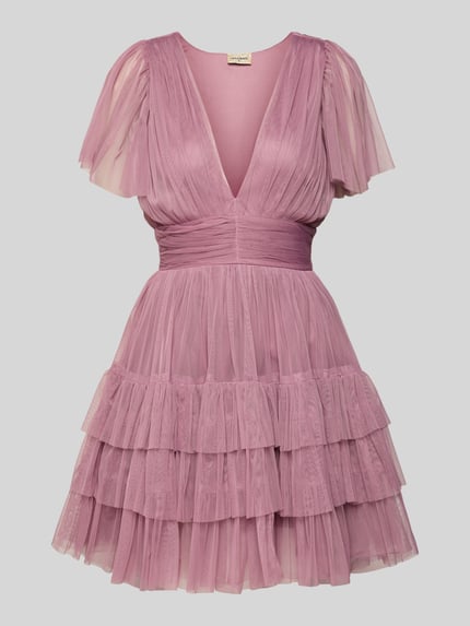 Lace & Beads Cocktailkleid im Stufen-Look mit V-Ausschnitt Rose 2