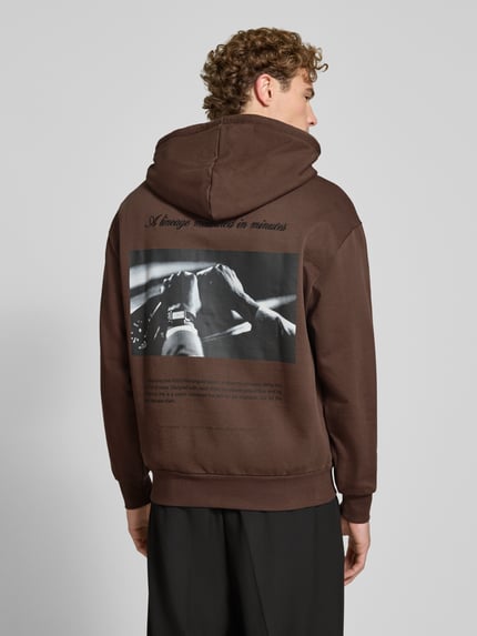 HUGO Oversized Sweatshirt aus reiner Baumwolle Modell 'Devrohood' Schoko 5