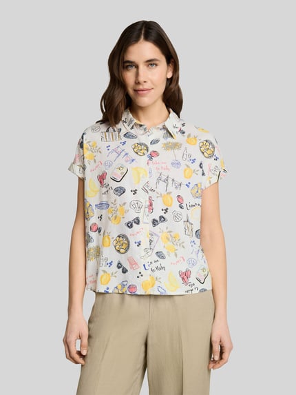 Tom Tailor Loose Fit Bluse aus Leinen-Viskose-Mix Weiss 4