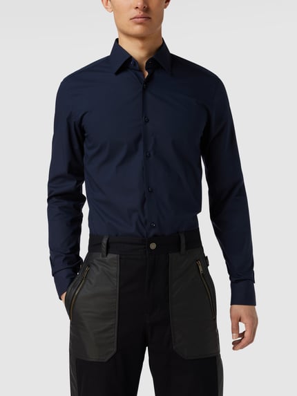 BOSS Slim Fit Businesshemd mit extra langem Arm Marine 4