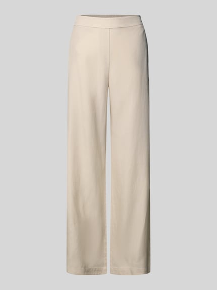 Produktfoto, Stoffhose aus Lyocell-Mix mit elastischem Bund von Comma, Damen Relaxed-Fit, cremefarben, Gesäßtasche, glatte Textur, Bundweite 39 cm, Innenbeinlänge 78 cm, Größe 36/32