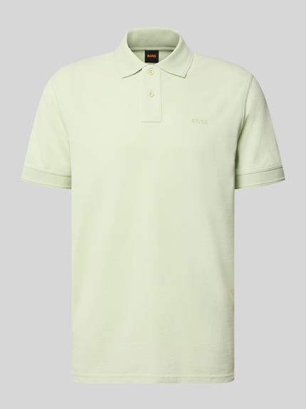 Produktfoto, Regular Fit Poloshirt aus reiner Baumwolle Modell 'PRIME' von BOSS Orange, look: effen, piqué structuur, korte mouw, polokraag, V-hals, korte knoopsluiting, labelpatch, materiaal: puur katoen